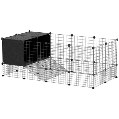 PawHut DIY Small Animal Cage w/ Elevated Huts