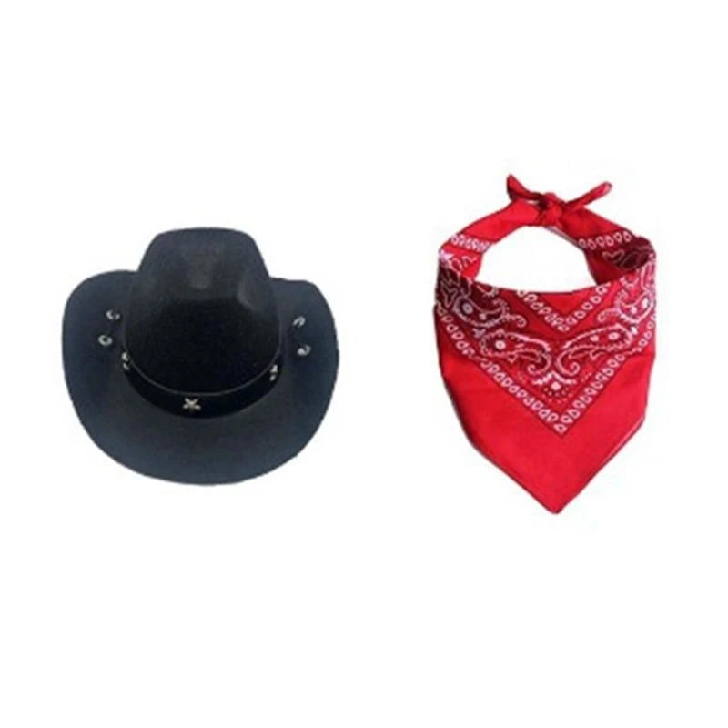 Cowboy Costume Hat & Bandanas Set