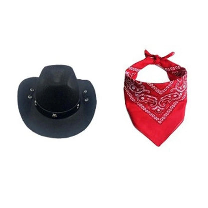 Cowboy Costume Hat & Bandanas Set