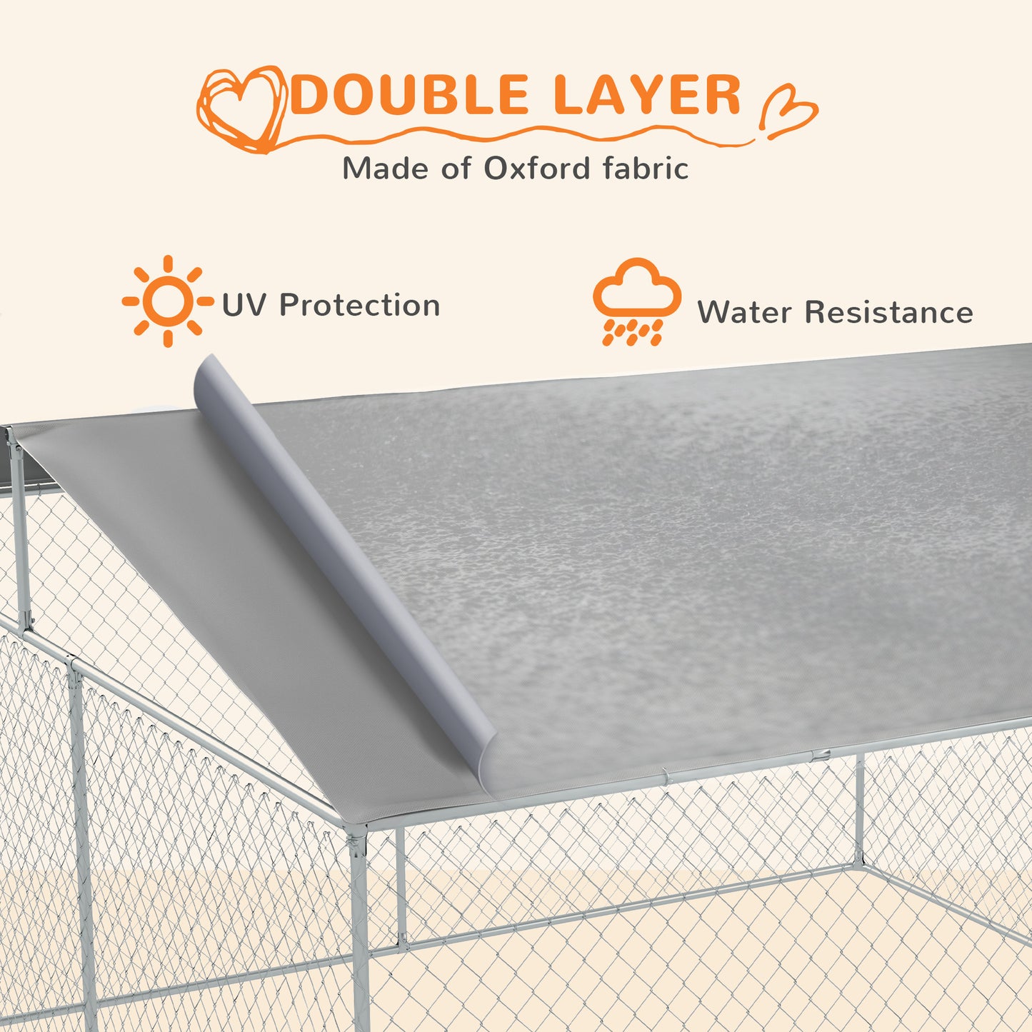 PawHut Dog Kennel Outdoor Dog Run w/ Canopy, 13' x 13' x 7.5'