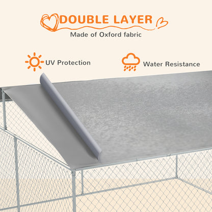 PawHut Dog Kennel Outdoor Dog Run w/ Canopy, 13' x 13' x 7.5'