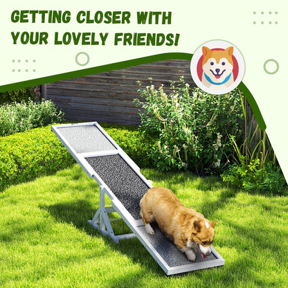 PawHut Wooden Dog Agility Seesaw for Training and Exercise, Weather Resistant, 83" L x 16" W x 14" H, White
