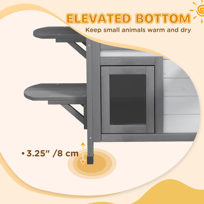 PawHut 2-story Cat House Outdoor, Weatherproof Wooden Cat Enclosure for Feral Cats with Escape Door, Openable Roof, Jumping Platforms, White