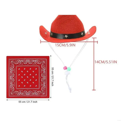 Cowboy Costume Hat & Bandanas Set