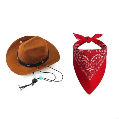 Cowboy Costume Hat & Bandanas Set