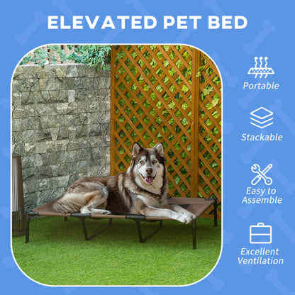 PawHut XL Elevated Dog Bed, Outdoor Raised Dog Bed, Portable Pet Cot w/Carry Bag Metal Frame Breathable Mesh Indoor and Outdoor Tan