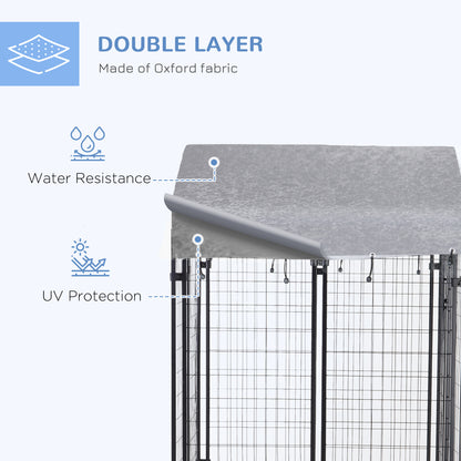 PawHut Outdoor Dog Kennel with Roof, 4' x 4' x 4.5' Heavy Duty Welded Wire Dog Playpen Enclosure with Escape-proof Lock, UV-Resistant & Waterproof Cover, for Medium Dogs, Chickens, Ducks, Silver