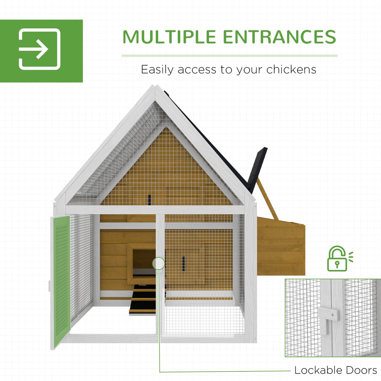 PawHut 65" Chicken Coop Wooden Chicken House Rabbit Hutch Poultry Cage Hen Pen Backyard with Nesting Box, Ramp, Run, Yellow