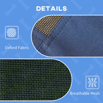 PawHut Elevated Portable Dog Cot Pet Bed with UV Protection Canopy Shade, 36 inch, Dark Blue