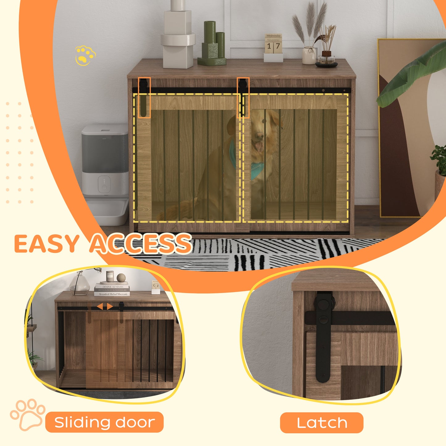 PawHut Dog Crate Furniture for Large Sized Dog, 39" x 23" x 24", Brown