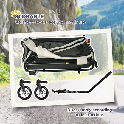 2-in-1 Pet Bike Trailer for Small Dogs, Road-Visibility Dog Stroller Bicycle Carrier, Weather-Strong Bike Wagon Trailer Sidecar Attachment, White