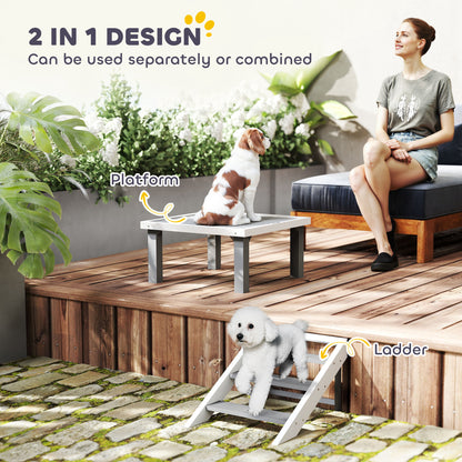 PawHut Wooden Dog Training Platform & Ladder – Gray