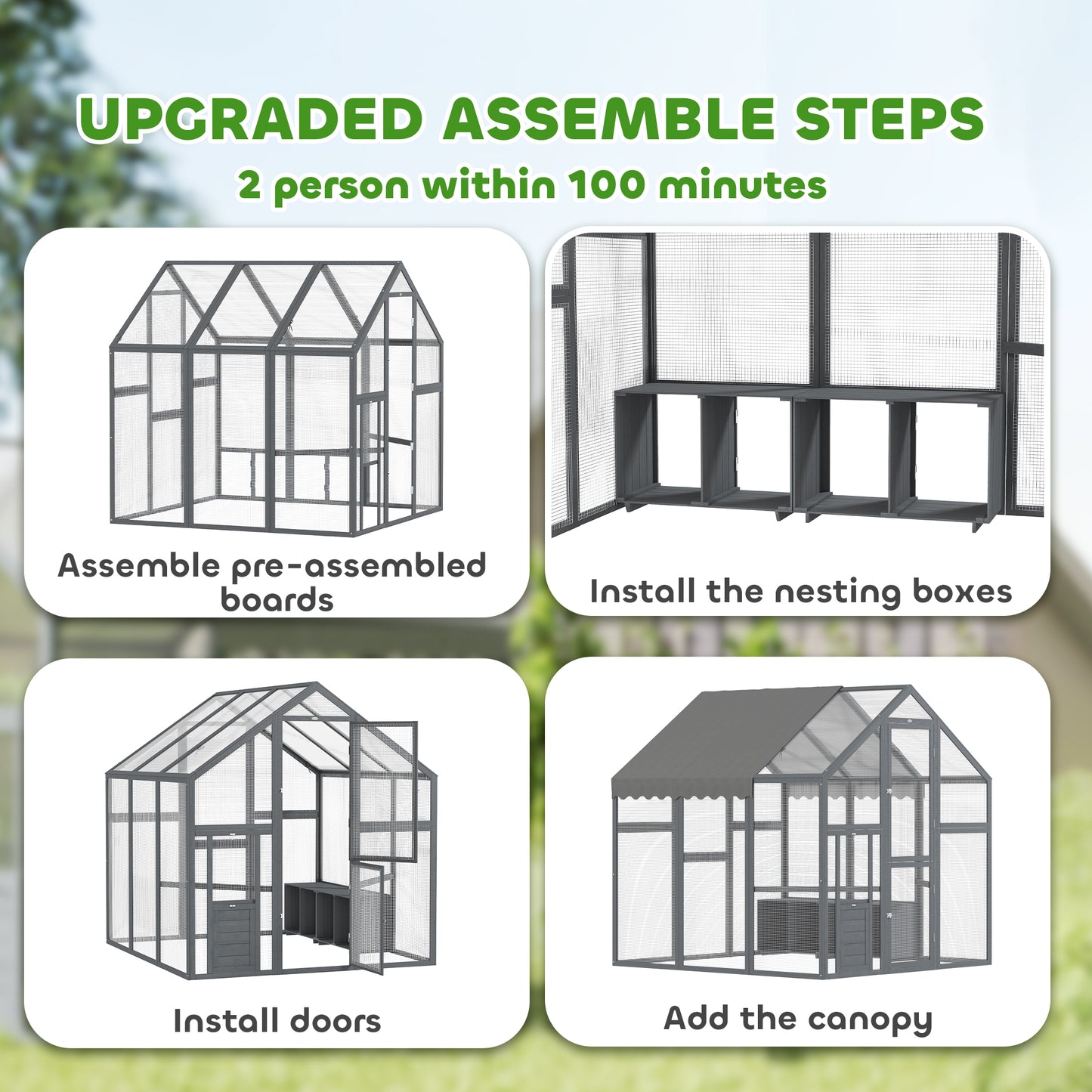 PawHut Large Wooden Chicken Run with Waterproof & Anti-UV Cover, for 6-8 Chickens, for Backyard, Farm, 5.5' x 6' x 6'