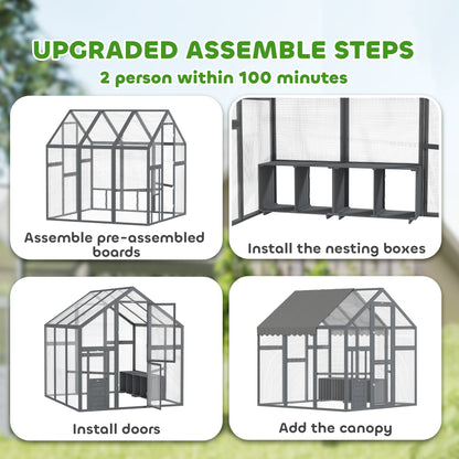 PawHut Large Wooden Chicken Run with Waterproof & Anti-UV Cover, for 6-8 Chickens, for Backyard, Farm, 5.5' x 6' x 6'