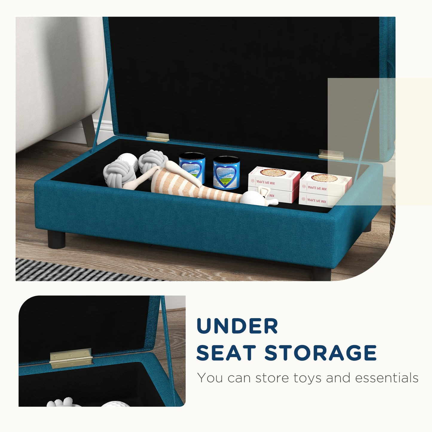 PawHut Pet Sofa Dog Sofa for Small Dogs with Storage, Dark Blue