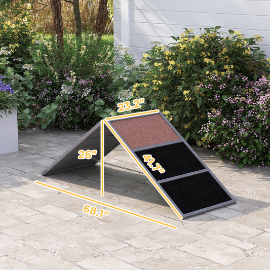 PawHut Dog Agility Equipment Ramp with Non-slip Surface, A-frame, Agility Equipment Ramp for All Breed Dogs, Gray