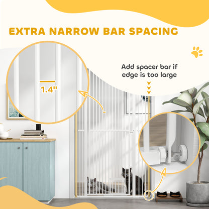 PawHut 67" Extra Tall Pet Gate, 30"-41" Dog Gate with Cat Door, 1.4" Narrow Gap, 2.8" and 5.5" Extension, for Doorway, Hallway