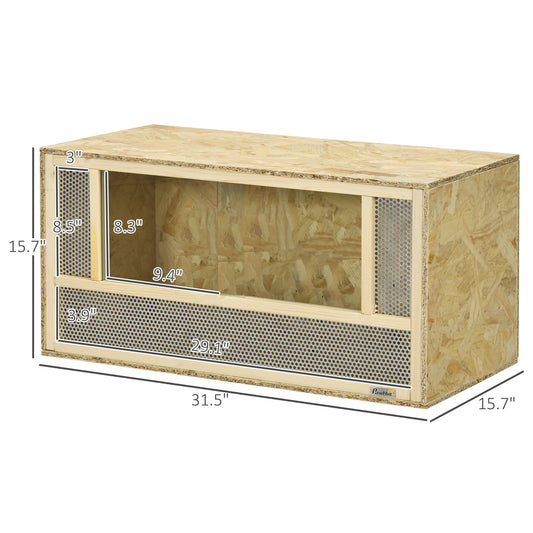 PawHut Wooden Reptile Terrarium with Sliding Door for Chameleon, Lizard, Snake, Frog, Turtle, 31.5" x 15.7" x 15.7"