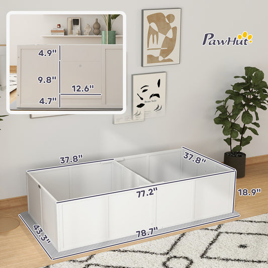 PawHut Whelping Box for Dogs and Puppies w/ Waterproof Pee Pad & Adjustable Door for Medium, Small Dogs, 77" x 38" x 19"