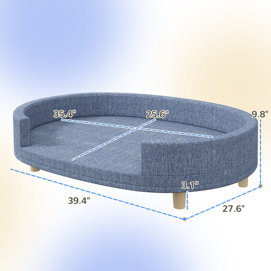 PawHut Dog Couch for Large Dogs with Removable Top, Washable Cover, Blue