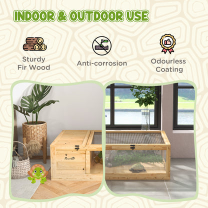 PawHut Wooden Reptile Cage with Top Access for Turtles, Lizards, Snakes, Yellow