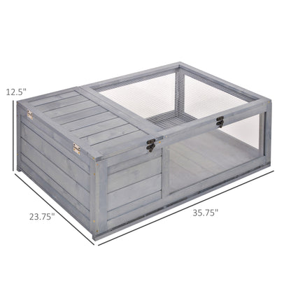 PawHut Wooden Reptile Cage with 3 Windows Slide-out Tray for Turtles, Lizards, Snakes