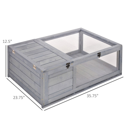 PawHut Wooden Reptile Cage with 3 Windows Slide-out Tray for Turtles, Lizards, Snakes