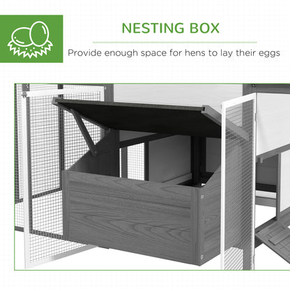 PawHut 100" Chicken Coop Poultry Cage with Double Run, Nesting Box, Gray