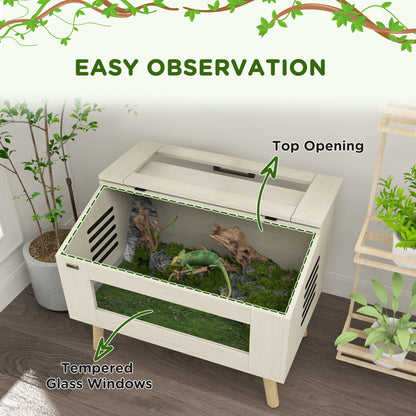 PawHut 30 Gallon Reptile Tank, Top Opening Reptile Enclosure with Glass Windows for Snakes, Lizards Horned Frogs & Chameleons