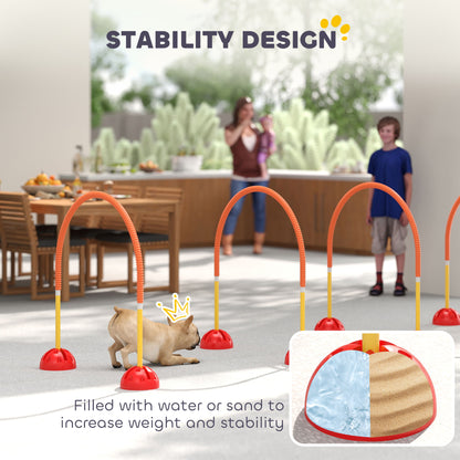 PawHut 4 Piece Dog Agility Equipment w/ 4 Adjustable Width Doors, Carry Bag, Easy Assemble & Portable, Orange