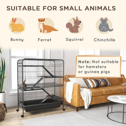 PawHut 53.5"H Small Animal Cage 5-Level Metal Ferret Cage for Rabbits