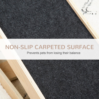 PawHut Height Adjustable Pet Ramp with Non-Slip Carpet Surfaces, 4 Levels Folding Dog Cat Ramp for Bed, Sofa & Car