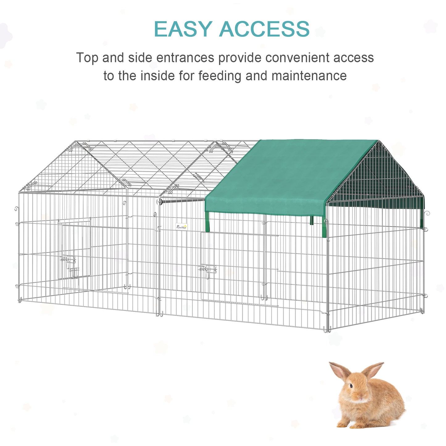 PawHut 87" x 41" Outdoor Metal Pet Enclosure Small Animal Playpen, Green