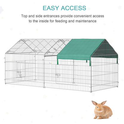 PawHut 87" x 41" Outdoor Metal Pet Enclosure Small Animal Playpen, Green