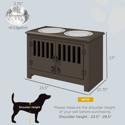 PawHut Dog Food Storage Cabinet with Bowls & Dog Feeding Station, Espresso