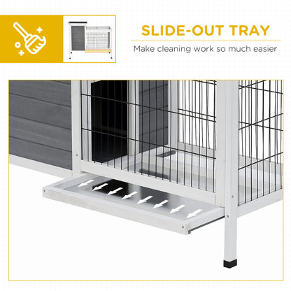 PawHut 36" Rabbit Hutch Bunny Cage Small Animal House with Weatherproof Roof Romevable Tray and Enclosed Run, Indoor/outdoor