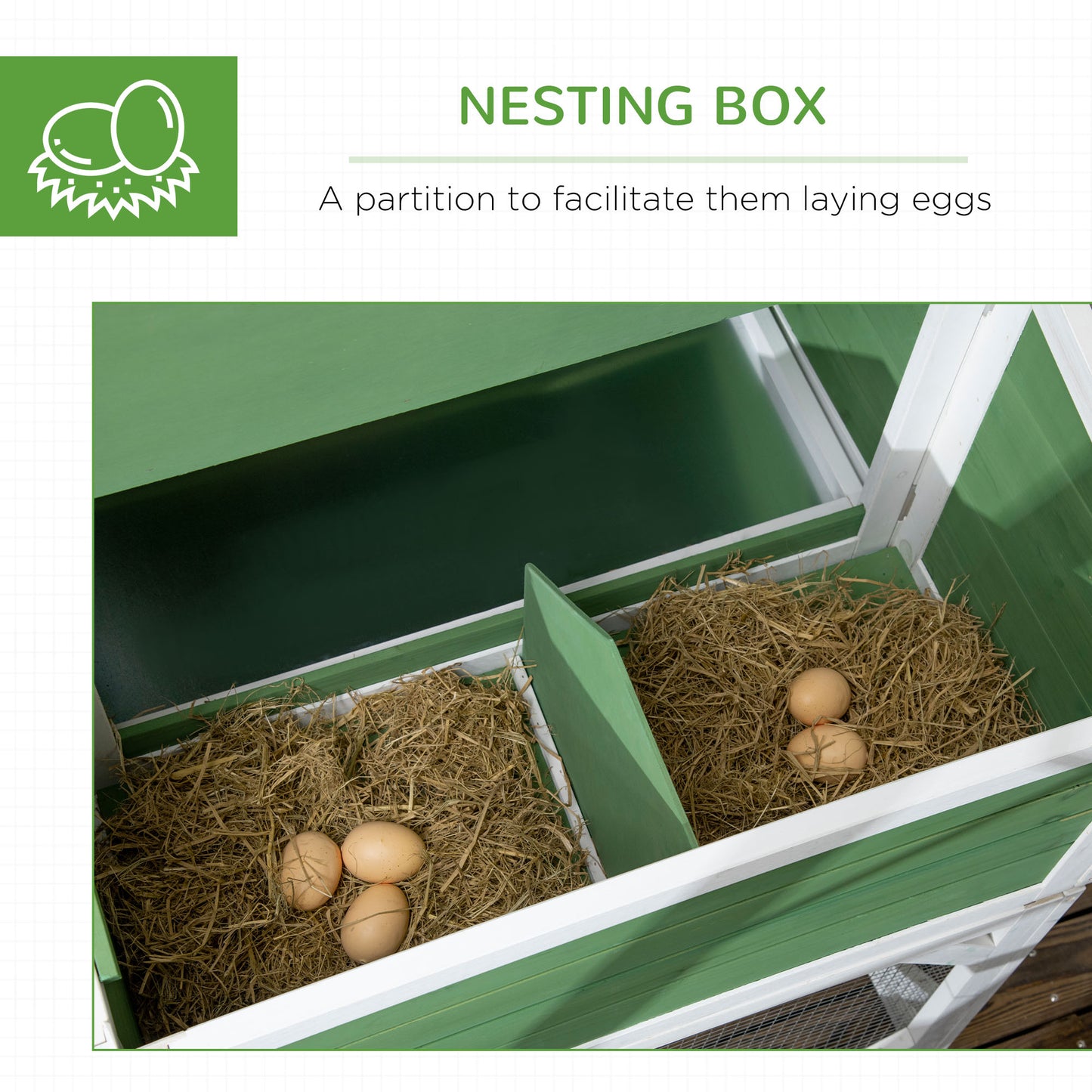 PawHut 49" Small Chicken Coop Hen House with Garden Space, Chicken House Outdoor Run Cage with Weather Protection, 2-4 Birds, Green