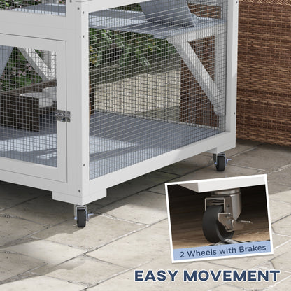 PawHut Catio, Outdoor Cat Enclosure House on Wheels with Hammock, Gray