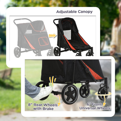 PawHut One-Click Foldable Dog Stroller for M, L Dogs, Pet Stroller, Black