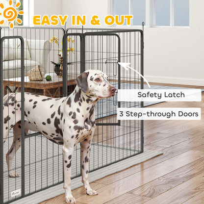 PawHut Dog Playpen for Indoor Outdoor, 24 Panels 39" H Puppy Playpen with Lockable Door, DIY Shape Pet Exercise Fence, Gray