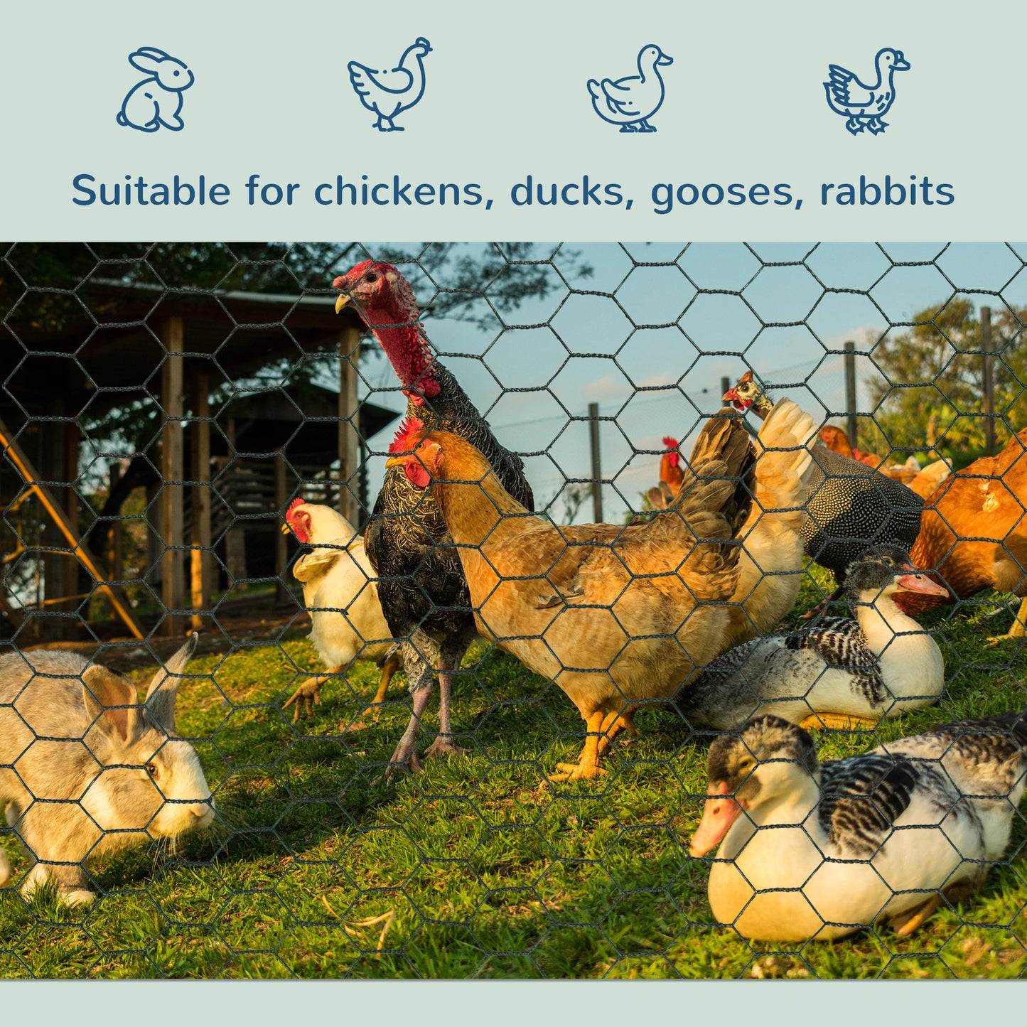 PawHut 39 in x 82 ft Chicken Wire Fence, Welded Wire Metal Roll Vegetables Garden Rabbit Fencing, Hexagonal Poultry Fence Wire, for Ducks, Gooses, Dark Green