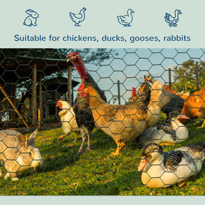 PawHut 39 in x 82 ft Chicken Wire Fence, Welded Wire Metal Roll Vegetables Garden Rabbit Fencing, Hexagonal Poultry Fence Wire, for Ducks, Gooses, Dark Green