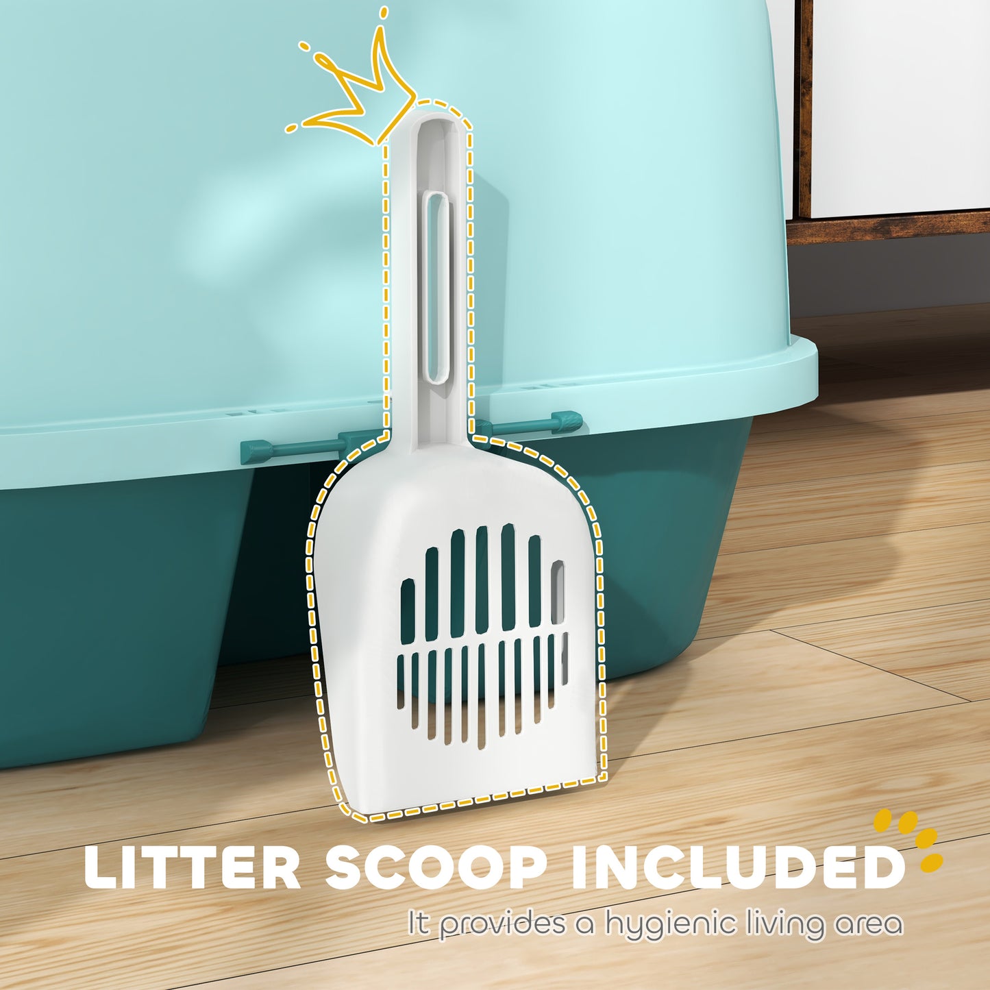 PawHut Cat Litter Box with Scoop, Easy to Clean & Openable Cover, Green