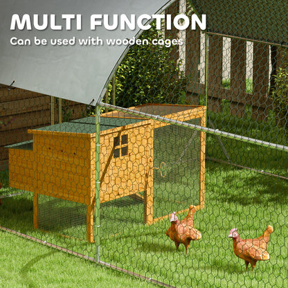 PawHut Large Metal Chicken/Duck/Rabbit Coop w/Waterproof & Anti-UV Cover