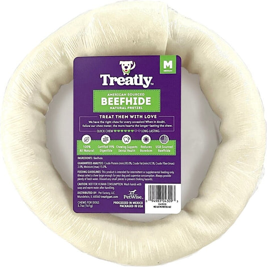Treatly American Beefhide Pretzel Natural 6in. 1 Pk