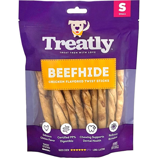 Treatly Beefhide Twist Sticks Chicken Small-25 Pk