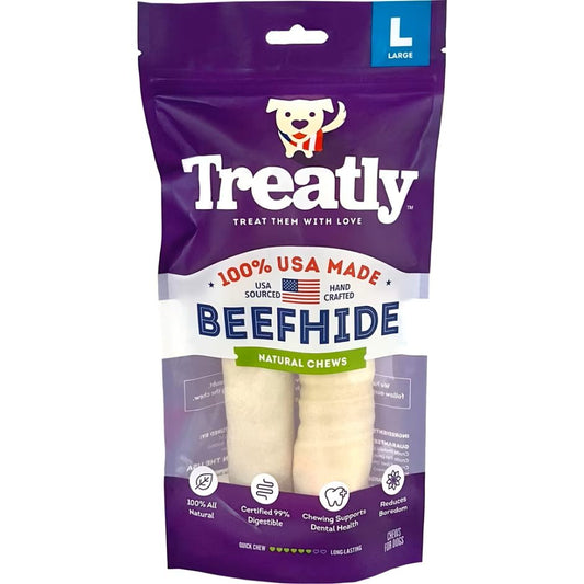Treatly 100% USA Beefhide Rolls Natural 8in. 2 Pk