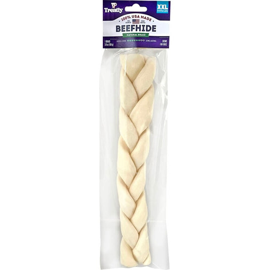 Treatly 100% USA Beefhide Braids with Header Card Natural 12in. 1 Pk