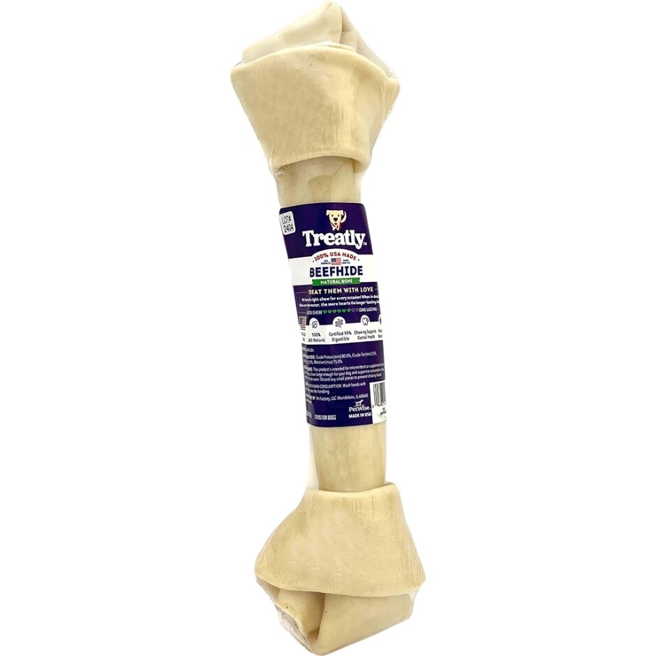 Treatly 100% USA Beefhide Bone Banded Natural 11in. 1 Pk