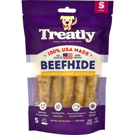 Treatly 100% USAbeefhide Chip Rolls Chicken 5in. -5 Pk